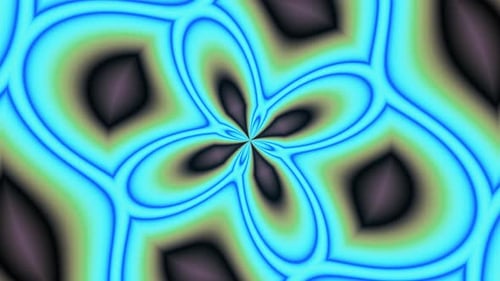 Cerulean Dreamscape Unfolding With Radiant Symmetric Blossoms