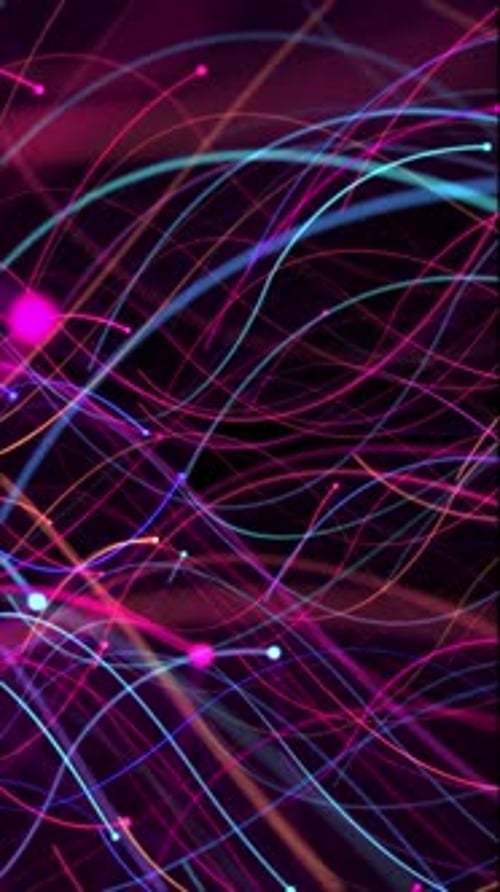 Vertical Animated Neon Flowing Lines and Particles