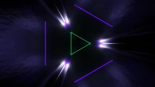 Purple And Turquoise Sci-Fi Glossy Triangle Tunnel Background Vj Loop In HD