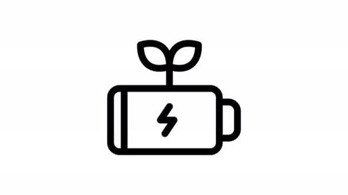 Animated Flat Icon of Green Energy Battery Charging