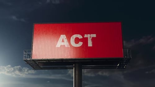 Bold Text Reveal on Distressed Billboard