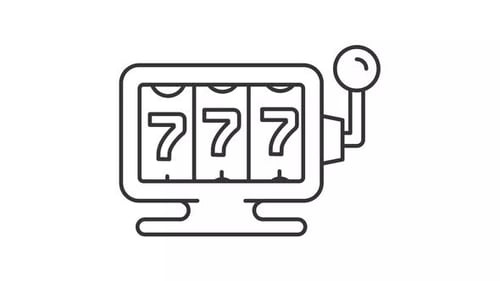 Animation of combination lottery machine line black icon