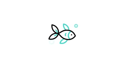 Minimalist Line Art Fish Icon Reveal Animation