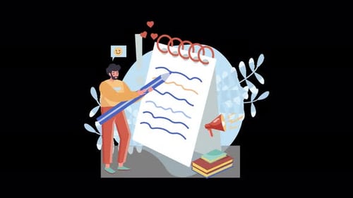 Creative Workspace: A Man Sketching Ideas on Paper with Vibrant Colors and Tools
