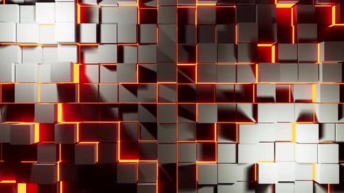 Metallic Orange Neon Cubes Lights Vj Loop Background Animation