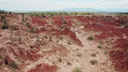 Aerial View of Stunning Desert Landscape and Canyons - Tatacoa Desert, Huila, Colombia