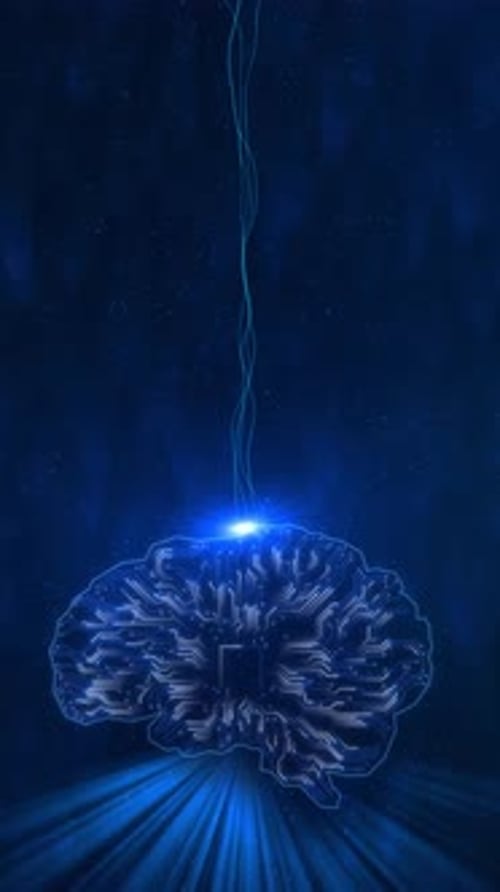 Brain 3d Wireframe Artificial Intelligence Electronic Brain AI Futuristic 3d Hologram of Human Brain