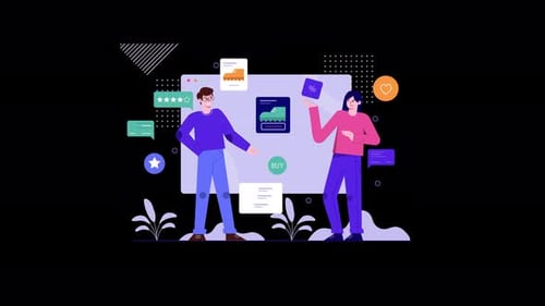 Animated Flat Design Illustration of People Online Shopping