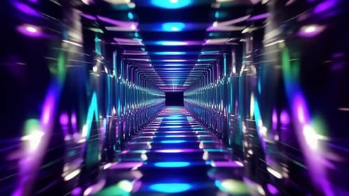 Futuristic Neon Tunnel with Abstract Glowing Lights