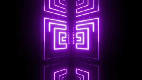 Dynamic futuristic corridor with glowing purple neon lights