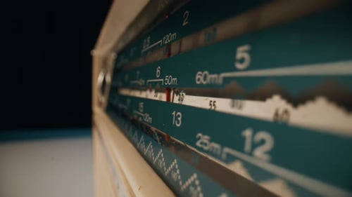 Tuning Dial on a Vintage Transistor Radio