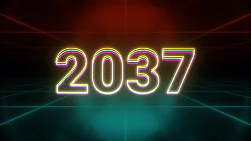 Futuristic Neon 2037 Number Reveal