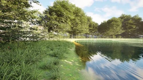 3D Render Realistic Nature Seen With Lake