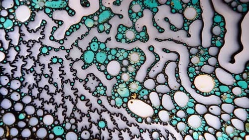 Photo abstraite de motifs liquides formant des textures complexes aux couleurs vives