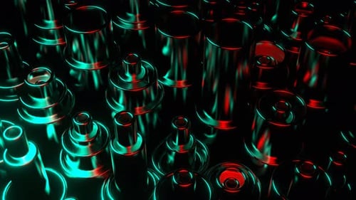 Turquoise And Red Metallic Moving Abstract Cylinders Background Vj Loop I 4K
