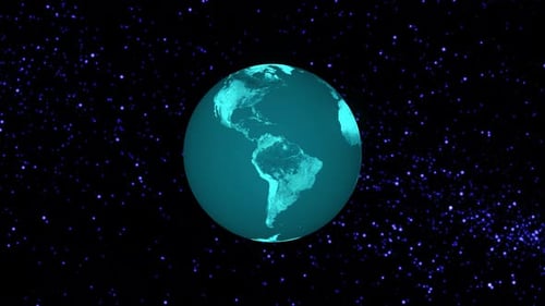 Realistic Earth planet Rotates on space or galaxy and stars milky way, Animation Earth planet. 1251