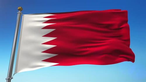 Bahrain National Flag Waving in the Wind Loop Animation