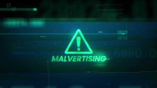 Malvertising Word On Noise Glitch Error Technology Plano de fundo de dados futurista