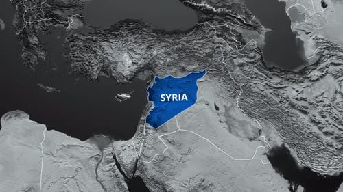 Syria Country Map Highlight with Text Label