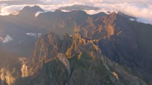 Explore the breathtaking mountain landscape of Madeira at sunset
