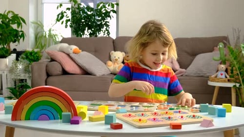 Children Learn the Alphabet and Numbers Selective Focus