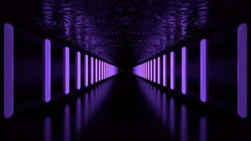 Purple And Light Green Neon Sci Fi Alien Corridor Background Vj Loop I 4K
