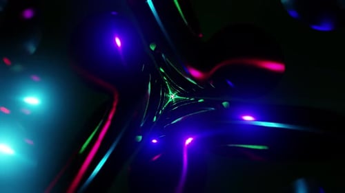 Cyan Triangular Core VJ Loop with Glossy Bulbous Forms and Pulsing Reflections