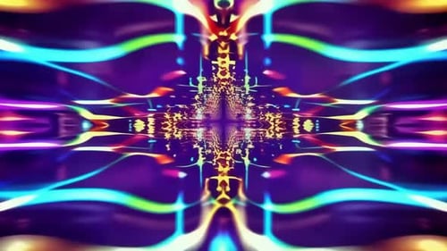 Symmetric Neon Light Tunnel VJ Motion Graphics Loop