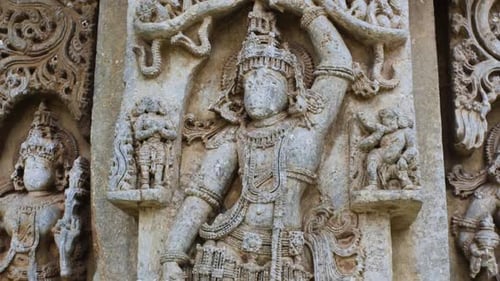 Ancient Sculpture in Old Hindu temple in South India
