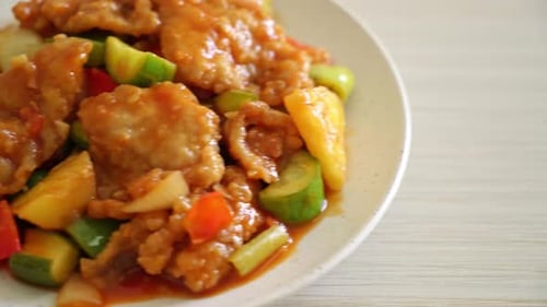 Colorful Stir-Fry Dish with Vegetables and Pineapple