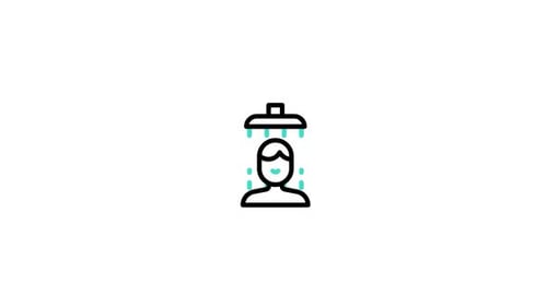 Animated Flat Design Icon of Person Showering