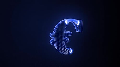 Digital Neon Euro Currency Symbol Reveal