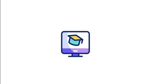 Modern Online Education Monitor And Graduation Cap Icon