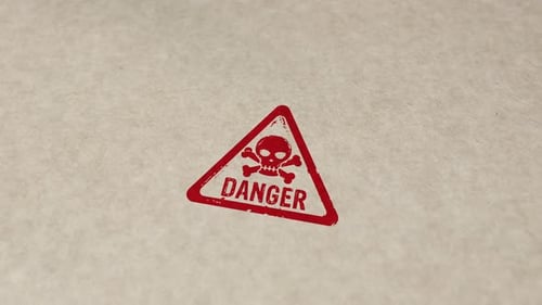 Animated Danger Skull and Crossbones Stamp Effect
