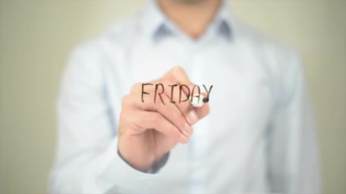 Friday Man Writing on Transparent Screen