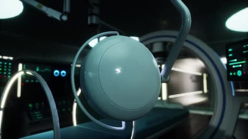 Futuristic Surgical Operating Room with Advanced Medical Technology Animation