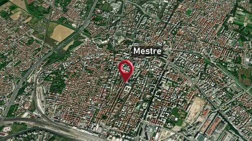 Mestre City Zoom (Italy) from Space to Earth
