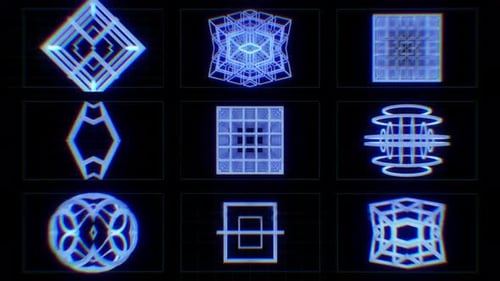 Futuristic Glitch Neon Geometric Shapes Animation