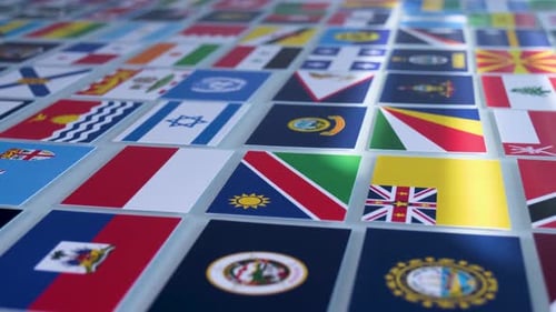 Animated Flags of Various Countries in Grid Format