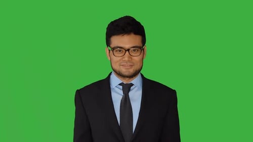 Businessman Talking Isolated on Green Screen Background