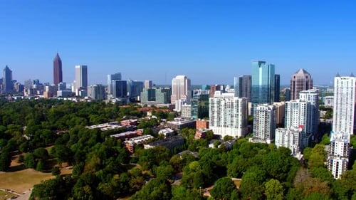 Gorgeous Atlanta Georgia Skyline, Sunny Day, Aerial Drone