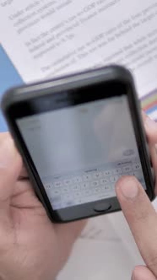 Top View of Using Smartphone at Work, Vertical Video