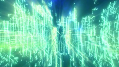 Abstract glowing energy futuristic green background made of lines computer