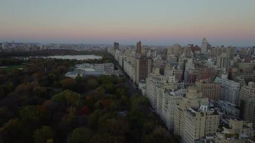 Aerial Views Capture Central Park and Manhattan's Upper East Side at Sunset Including the