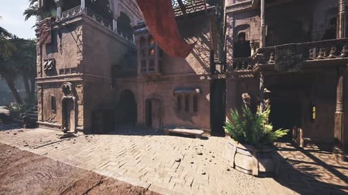 Vibrant Open Market Featuring Colorful Coverings and Aromatic Plants