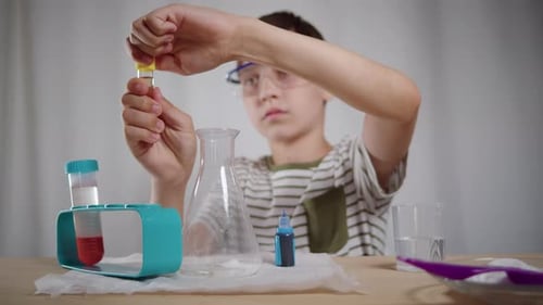 Child Conducting a Science Experiment at Home