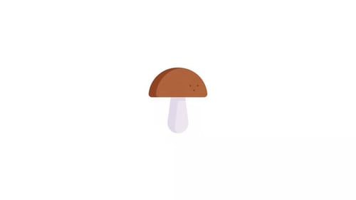Flat Design Mushroom Icon Grow Animation