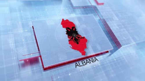 Futuristic Albania Map Digital Interface Display
