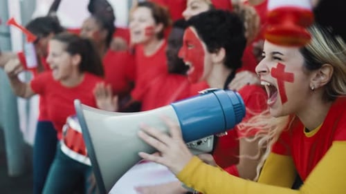 Energetic Crowd Cheers Loudly for Team or Event