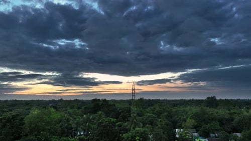 Aerial view of a transmission tower, Bangladesh.